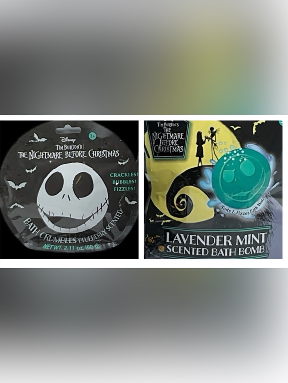 NWT THE NIGHTMARE BEFORE CHRISTMAS 3 PC BUNDLE BATH CRUMBLES BATH BOMB